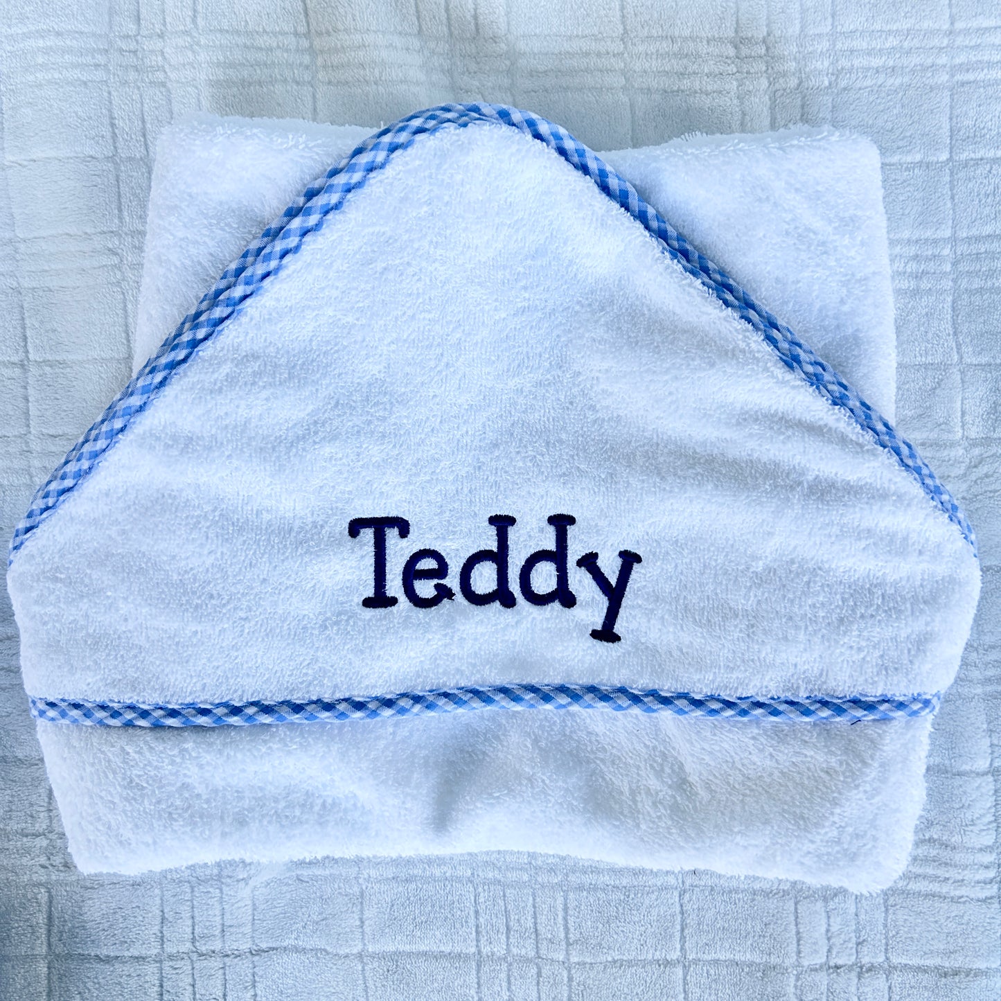 Blue Gingham Hooded Towel