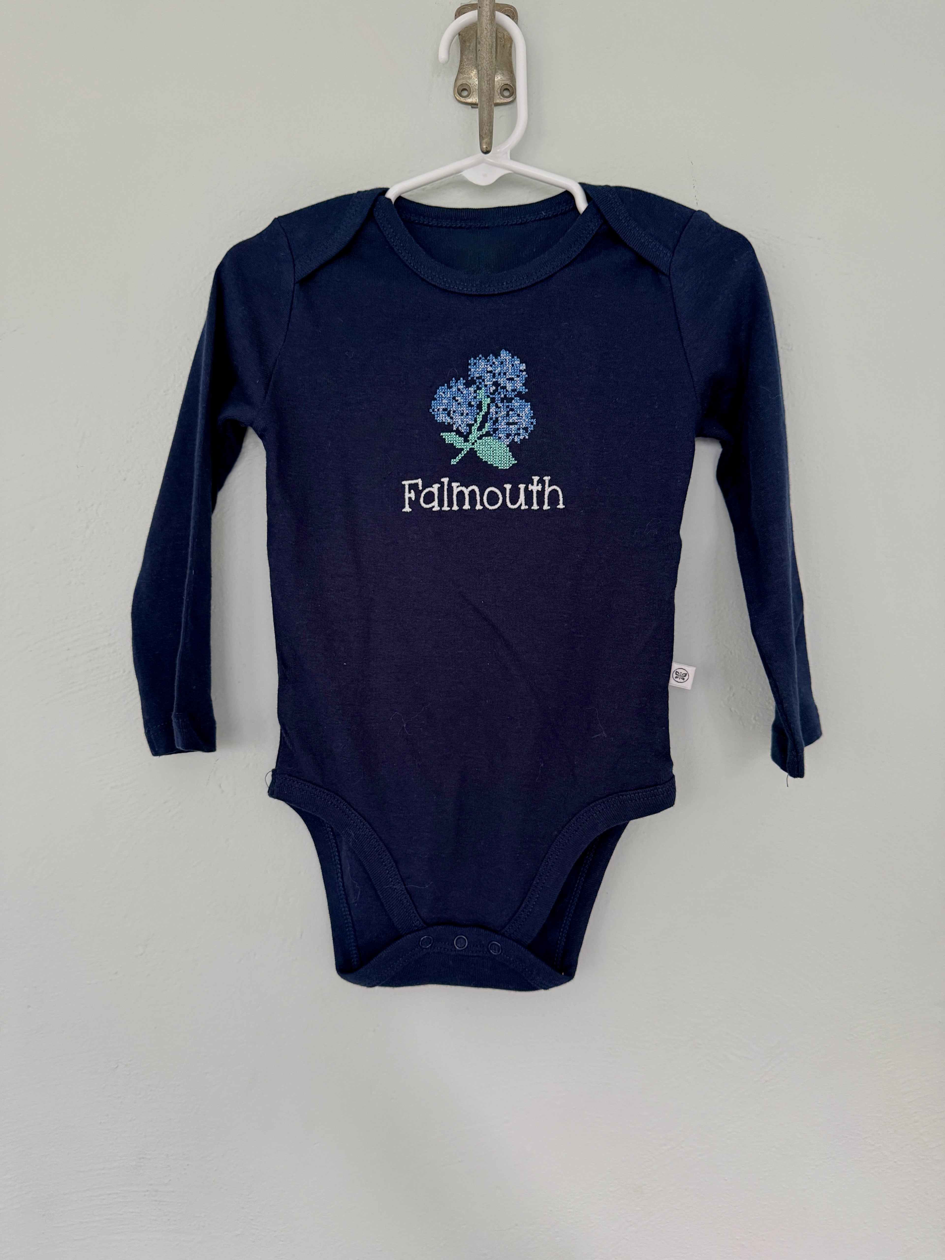 Hydrangea long sleeve bodysuit - navy - BABY