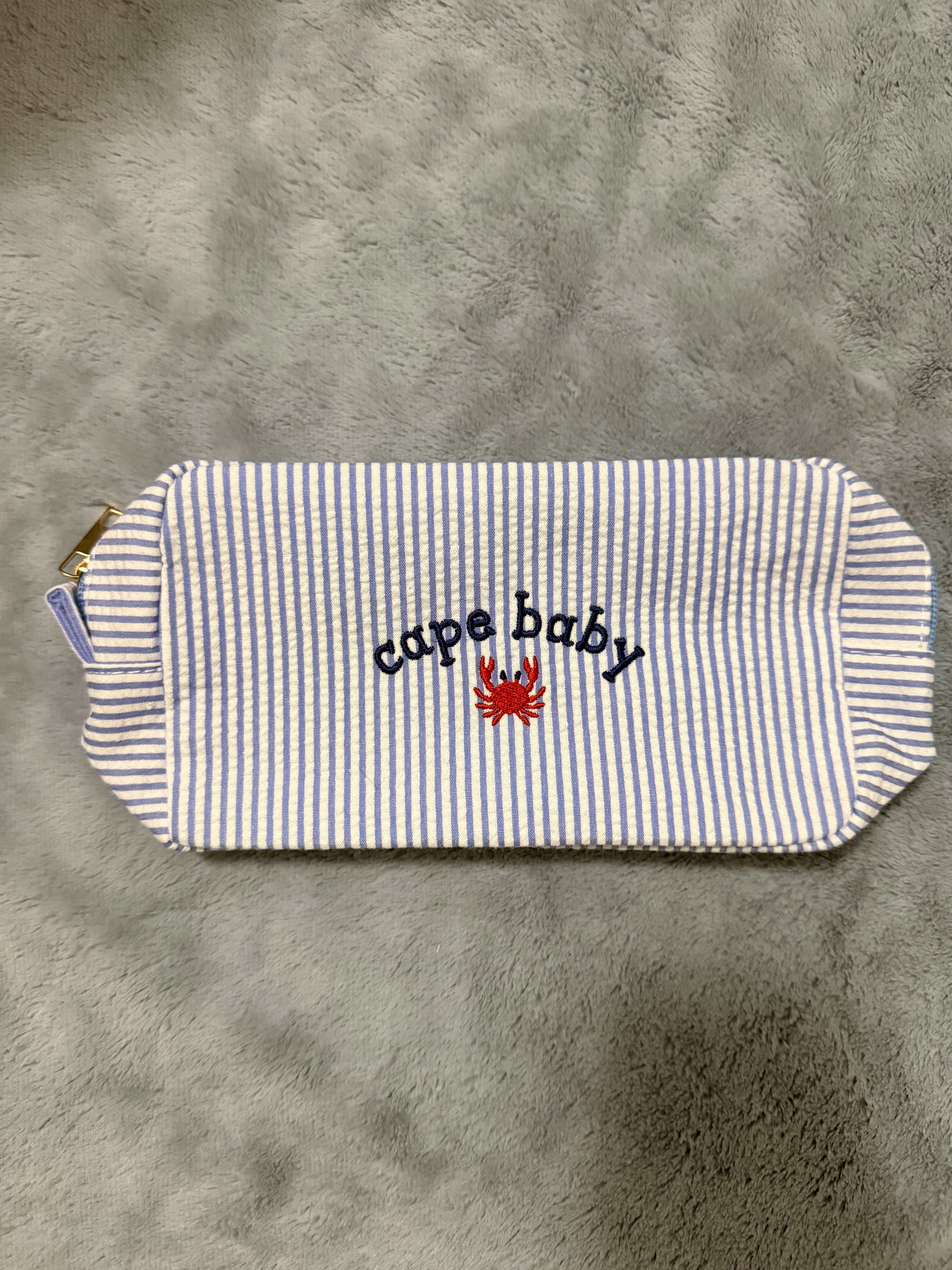 Cape Baby Crab seersucker pouch