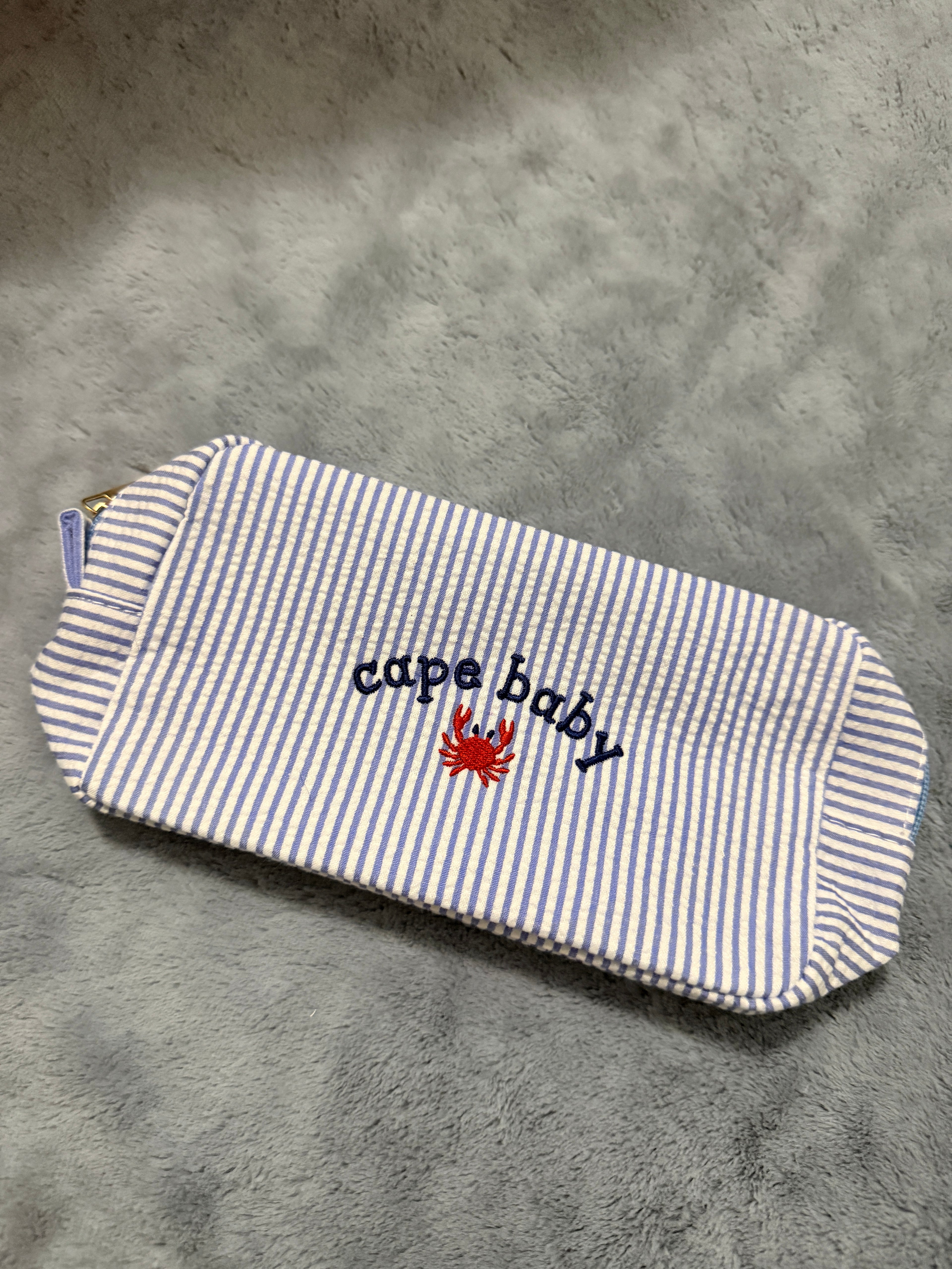 Cape Baby Crab seersucker pouch