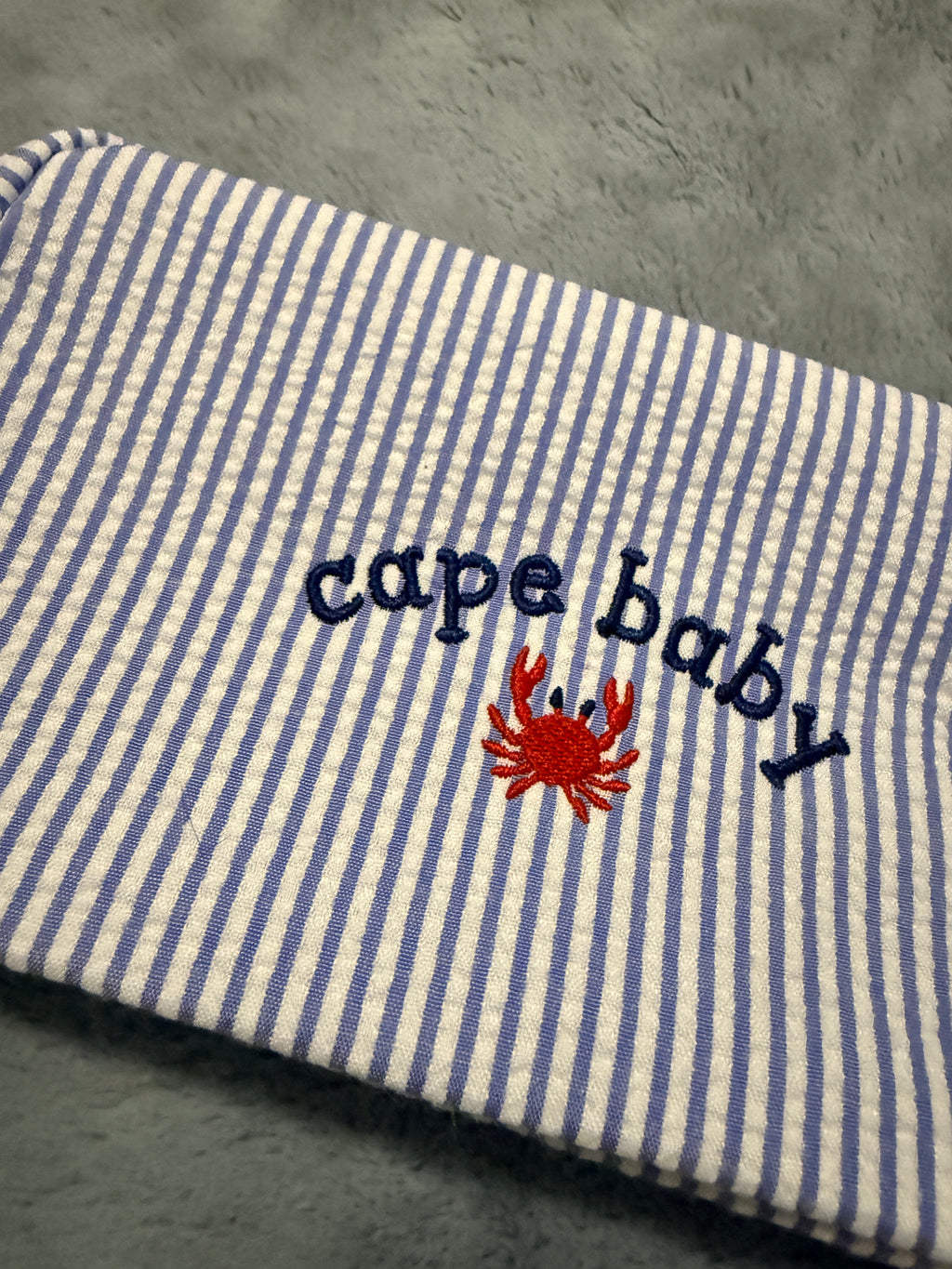 Cape Baby Crab seersucker pouch