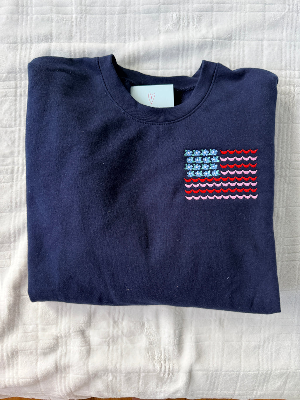 Floral Flag Crewneck Sweatshirt - Navy - UNISEX