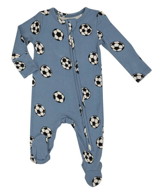 Angel Dear 2-Way Zipper Footie - Blue Soccer