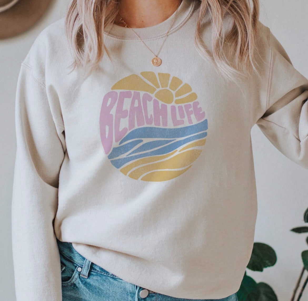 Oat Collective W BEACH LIFE sand sweatshirt