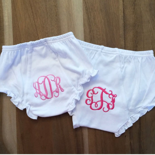 Sunday Best white ruffle baby bloomers