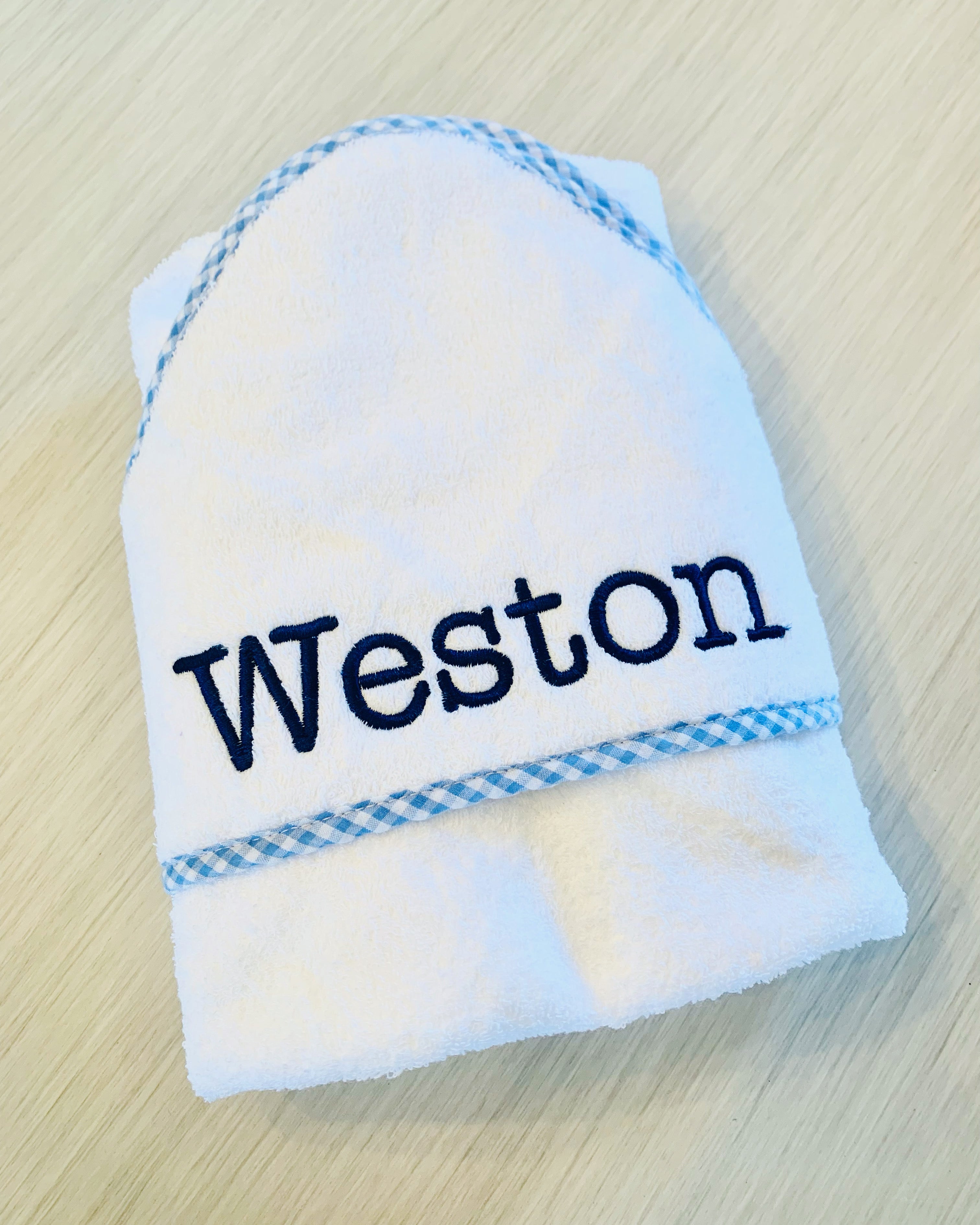 Blue Gingham Hooded Towel