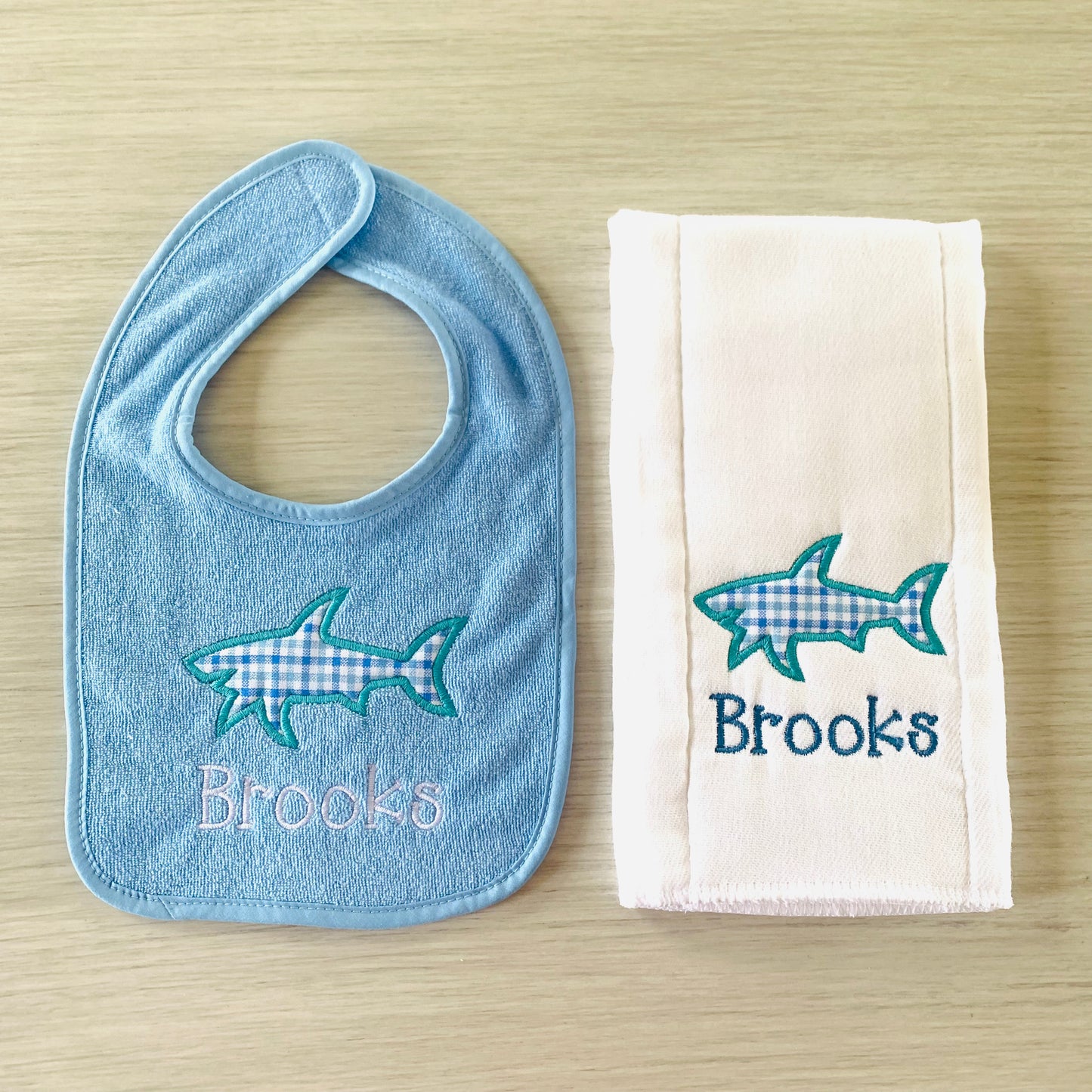 Shark Bib + Burp Cloth Set