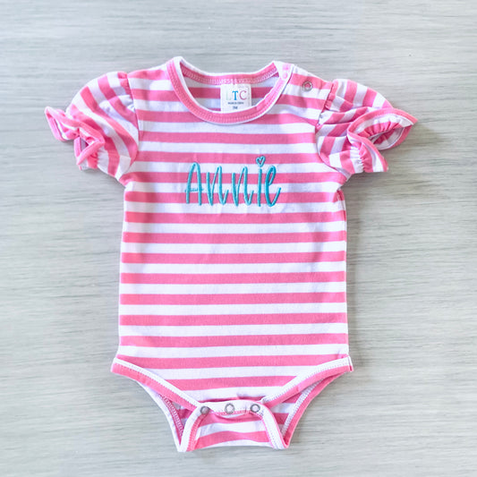 Striped baby girl ruffle bodysuit